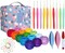 15 Crochet Thread Balls & 10 Lace Crochet Hooks with Storage Bag, 100% Cotton Thread with 2 Tatting Shutters Tools